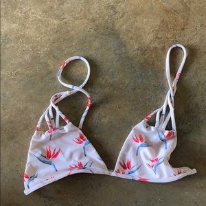 Acacia Santorini bird of paradise bikini top